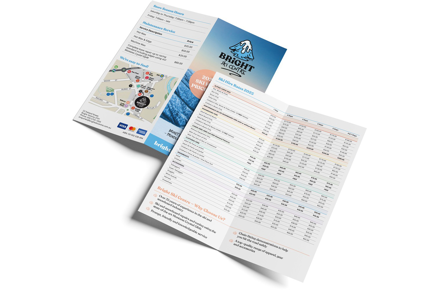 Bright Ski Centre, 2025 Ski Hire Price List